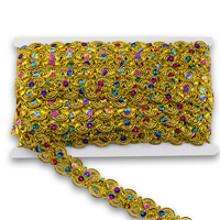 Gimp à coudre DIY, galon doré tressé, 25 mm, 2,5 cm, dentelle tressée à sequins, garniture en tissu pour écharpe, costume, garniture métallique en dentelle