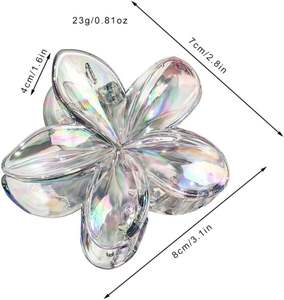 Pinzas de Pelo Transparentes con Flores de Plástico de 8cm, Estilo Europeo-Americano para Mujeres y Niñas - Product Image 3