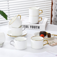 Diplôme européen ensemble de tasses à café en argent en céramique de luxe léger de qualité supérieure avec étagère cuillère tasse à latte service à thé de l'après-midi