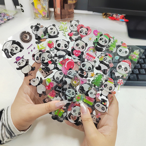 Vente en gros d'autocollants en résine transparents holographiques 5D Kawaii Panda Cartoon pour cadeau - Product Image 5
