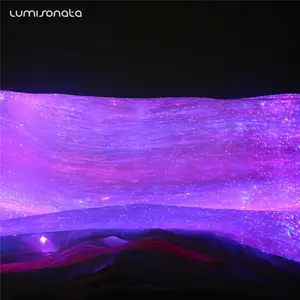 Led aydınlatma fiber optik kumaş holografik kumaş/Japon denim kumaş rgb değiştirilebilir renk