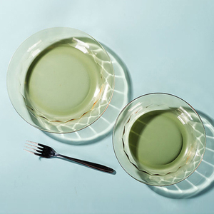 Assiettes à repas ambrées pour la maison Plat en <span class=keywords><strong>verre</strong></span> résistant à la chaleur Four à micro-ondes Lave-vaisselle Réfrigérateur Disponible - Product Image 4