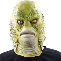 Masque de tête de monstre sirène en latex, réaliste et élastique, pour adulte, pour film, démon du lac noir, masque de poisson vert de piscine, mascarade, Festival Qixi