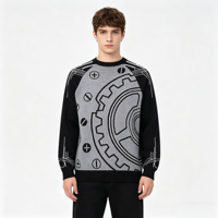 Pull en laine jacquard à motif graphique personnalisé OEM 2026 pour homme, pull de luxe de marque de créateur