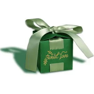 CSMD中国制造商批发低价艺术纸材料绿色纪念品空糖果盒婚礼礼品