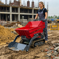 Mini-dumper chenillé professionnel F500, capacité 500 kg, benne hydraulique, moteur Loncin, brouette motorisée sur chenilles pour terrains accidentés