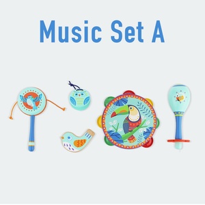 Wholesale Wooden Musical Instrument Set Wooden <b>Toys</b> <b>Drum</b> Maracas Whistle 5-Piece Set - Product Image 6