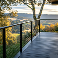Kit complet de garde-corps moderne en câble en acier inoxydable 316, poteau carré noir, main courante en fil métallique pour terrasse, balcon, escalier, parc, extérieur