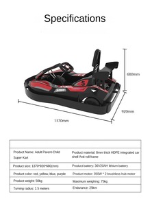 Xe điện Go-<span class=keywords><strong>Kart</strong></span> tốc độ cao dành cho người lớn và trẻ em, giá cả cạnh tranh, sản phẩm mới với động cơ 4 thì 350W, tốc độ off-road nhanh - Product Image 4