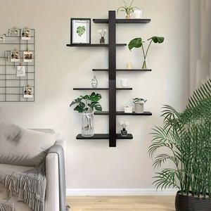 Décoration intérieure Grandes étagères murales flottantes Présentoir de photos pour le stockage des plantes et des articles divers Étagères en bois de <span class=keywords><strong>pin</strong></span> à 3 niveaux - Product Image 4