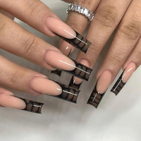 Ongles français à motifs de serpent nouvellement conçus OEM ODM carré longue pression sur les ongles 24 pièces ABS faux ongles