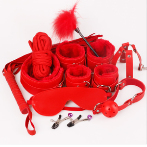 Conjunto de Bondage Erótico para Parejas Adultas, Juego de 10 Piezas <span class=keywords><strong>con</strong></span> Correas SM, 100% Impermeable, Rojo/Rosa/Negro - Product Image 1