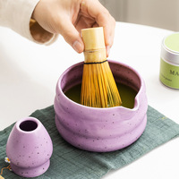 Kit de démarrage au matcha personnalisé Premium, coffret cadeau de thé matcha violet 6 pièces pour les débutants en cérémonie du thé et les cadeaux