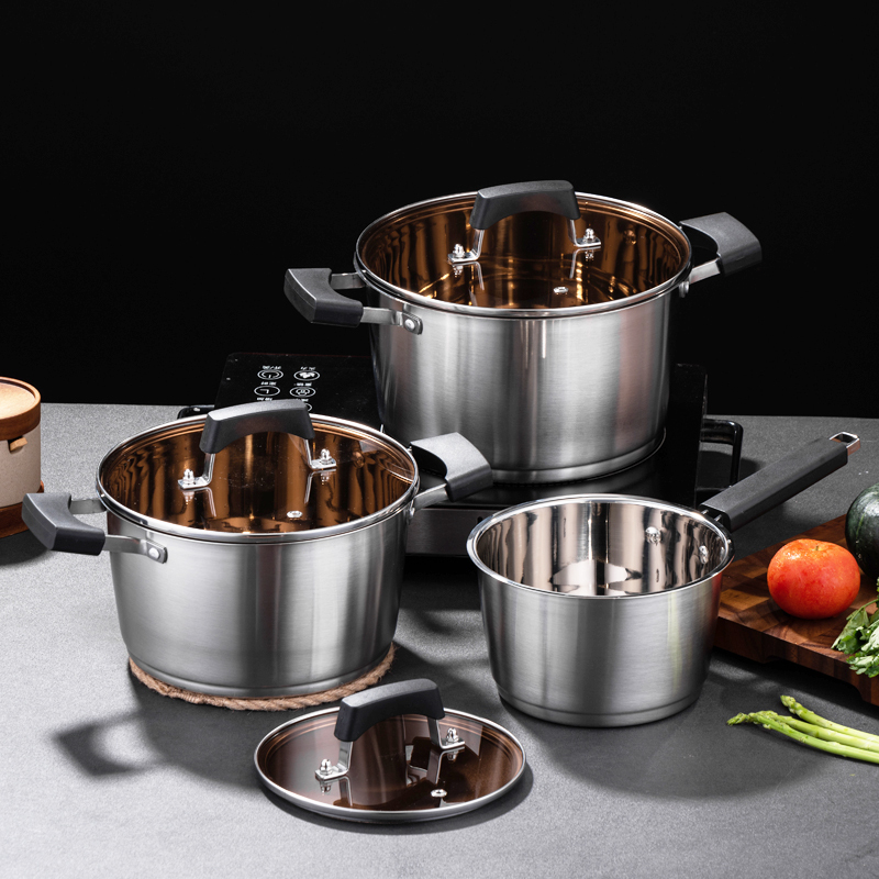 High Quality Non-Stick Stainless Steel Cooking Pot Set Modern Design in Different Sizes Green Large Pots High Quality Material