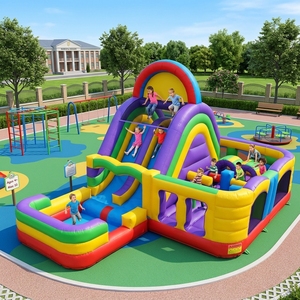 Château <span class=keywords><strong>gonflable</strong></span> arc-en-ciel avec toboggan, <span class=keywords><strong>structure</strong></span> de jeu <span class=keywords><strong>gonflable</strong></span> d'extérieur pour enfants, idéal pour la <span class=keywords><strong>location</strong></span> de fêtes - Product Image 1
