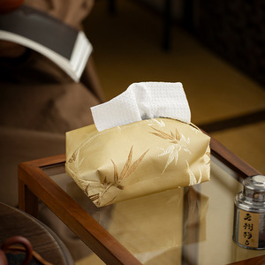 Boîte à mouchoirs en tissu brodé de style chinois, anti-poussière, pour voiture et salon, design rétro de luxe léger - Product Image 4