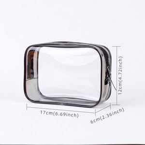 Tsa Approved Makeup <b>Bag</b>, Small <b>Clear</b> Cosmetic Pouch <b>Toiletries</b>, 6.6"X2.3"X4.7" Travel <b>Bag</b> for Men and Women - Product Image 3