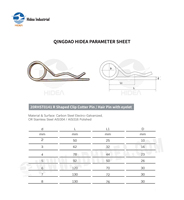 HIDEA Commande en gros de attaches à ressort en acier au carbone ou en acier inoxydable de 2 mm à 8 mm, clips en forme de R, goupilles de sécurité, épingles à cheveux avec œillet