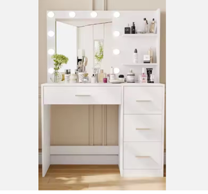 Coiffeuse avec miroir LED et tiroirs pour chambre à coucher, haute qualité, fabriquée en panneaux de mélamine OSB, pas en panneaux de particules bon marché - Product Image 5