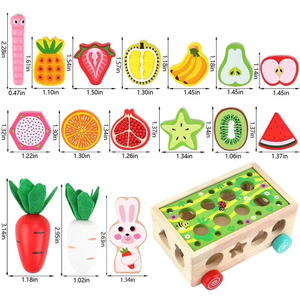 Nouveau design personnalisé Montessori, jouets éducatifs en bois pour enfants, fruits et légumes, jeu de correspondance de formes, voiture, pêche, pour enfants de 5 à 7 ans - Product Image 4