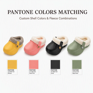 <span class=keywords><strong>Sabots</strong></span> de <span class=keywords><strong>jardin</strong></span> personnalisés OEM en EVA doublés de polaire avec col en sherpa – Chaussons d'hiver confortables pour femmes, à enfiler, pour intérieur et extérieur, vente en gros - Product Image 3