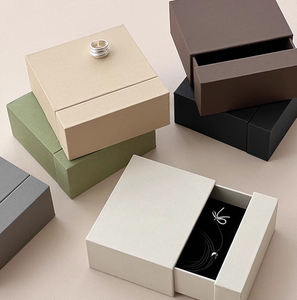 กล่องกระดาษแข็งแบบเลื่อนได้กล่องลิ้นชักกระดาษกล่องของขวัญสร้อยคอต่างหูแหวนกล่องเครื่องประดับ - Product Image 5