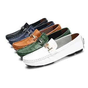 Super size shoes 38-50 leather green classic man shoes dress men light green boat shoes