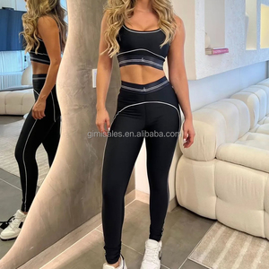 Phụ nữ Strappy Áo ngực thể thao nén thể thao xà cạp Combo chafe kháng phòng tập thể dục tập thể dục chạy chiến lợi phẩm nâng YoGa Bộ - Product Image 5