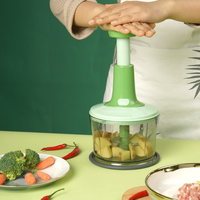 Procesador de alimentos de cocina Manual Push Hand Press Vegetal Chopper Cuchilla de plástico Picadora de carne Cortador de cebolla ecológico