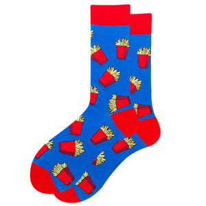 XIANGHUI Vente en gros de chaussettes amusantes en coton jacquard à motif géométrique de frites, 40 couleurs, nouvelle collection mode femme - Product Image 6
