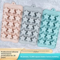 Molde de Silicona con Forma de Estrella de Cinco Puntas (15 Estrellas) para Chocolate, Gelatina, Pastel, Helado, Repostería DIY, Apto para Horno