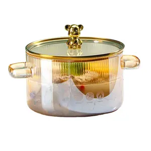 Glass Instant Noodle Bowl Ins-wind Amphora Bear Soup Bowl Large Capacity Student Dormitory Noodle Bowl With Lid Soup Pot