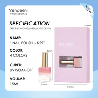 Vendeeni - Juego de Esmaltes de Uñas en Gel UV LED de 4 Colores, Semipermanentes, Sin HEMA, TPO, Marca Privada Personalizada, Suministros Profesionales para Uñas