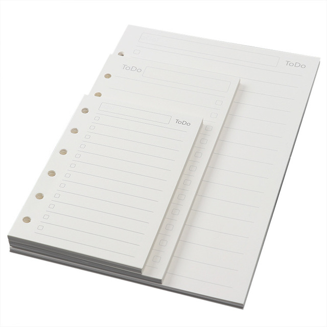 A4 A5 A6 A7 B5 6-Ring Loose Leaf Binder Journal Notebook Refillable Insert Pages White Paper Gift