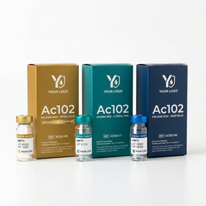 Boîte d'échantillons de peptides ultra-mince à 2 compartiments, emballage en carton léger de qualité supérieure avec graphiques moléculaires et sceau holographique - Product Image 1