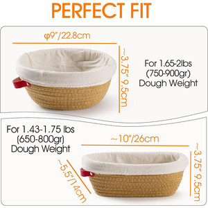 Sourdough bánh mì nướng có thể gập lại bông sợi dây Bánh Mì Chống Basket Set hình bầu dục bánh mì giỏ với Liners & bao gồm - Product Image 3