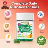 Gommes multivitaminées pour enfants, saveur naturelle de fruits, vitamines et minéraux avec vitamines A, C, D, complexe B, zinc, complément alimentaire pour enfants