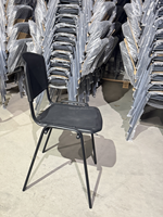 Chaise de bureau exécutive moderne, structure en fer, empilable, design ergonomique, finition noire durable, certifiée CE ISO pour usage commercial