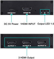 Répartiteur HDMI Xput 4K 3D 1x3, 1 entrée 3 sorties, boîte de distribution vidéo et audio HDMI compatible avec projecteur HDTV