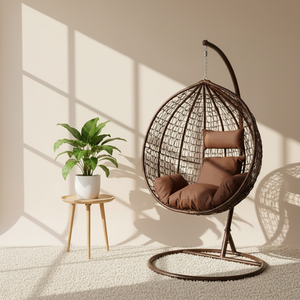 Fauteuil suspendu moderne pour extérieur, balançoire œuf, chaise cocon de jardin avec support métallique - Product Image 2