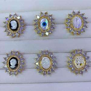 CZ8827 Vintage placcato oro 18k CZ paia di conchiglia intagliata madreperla maria cammeo pendente di fascino angelo, ciondoli gioielli cattolici - Product Image 2