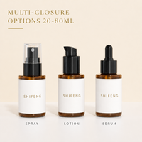 Flacon en verre ambré brun personnalisé avec logo, 30 ml, 50 ml, 100 ml, pour sérum de soin de la peau, avec bouchon pompe, pour désinfectant pour les mains et le visage