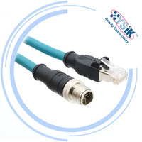 X-kode M12 ke RJ45 kabel 8P8C CAT6A Ethernet 2*4 * 26AWG 8 Pin kabel konektor rakitan untuk industri