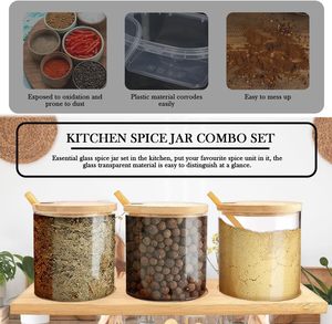 Hot Selling Kitchen Seasoning <b>Jar</b> Set <b>Spice</b> <b>Jars</b> With Lid Salt and Pepper Containers Food Storage Box With Spoon - Product Image 4
