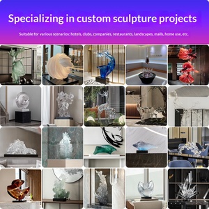 Sculpture en résine abstraite transparente semi-artisanale sur mesure pour l'extérieur, hôtels, maisons d'exposition, centres d'exposition, entrées - Product Image 6