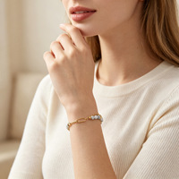 Bracelet d'amitié en pierres naturelles géométriques bohèmes, bijoux fantaisie, chaîne en acier inoxydable plaqué or, cadeau unisexe