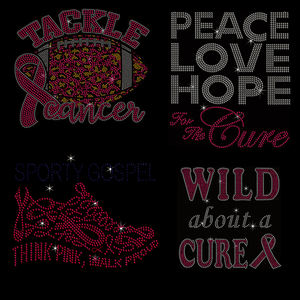 Chine Usine Nouveau Strass Transfert De Chaleur Personnalisé Cancer Du Sein Strass Transfert Fer sur La Conception pour Chemise - Product Image 3