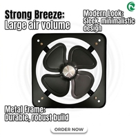 Ventilateur d'extraction industriel mural noir de 16 pouces, moteur en fil de cuivre 100%, alliage d'aluminium, haute vitesse, double roulement à billes, 220V