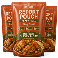 Sachet Retortable Personnalisé à Trois Soudures Imprimé, en Feuille d'Aluminium Haute Barrière, pour Emballage à 121 Degrés, Plats Préparés Tagine de Poulet Marocain