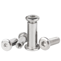 304 acier inoxydable plat tête ronde hexagonale meubles connecteur boulons vis et manchon baril attelle écrou paire vis de verrouillage ensemble